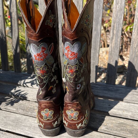Old Gringo Bonnie Floral Pattern Brown Leather Boots! Size 9B - Picture 5 of 15